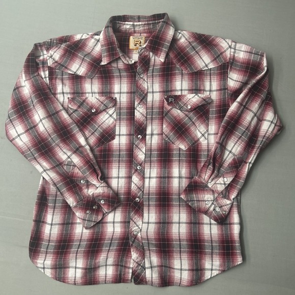 Resistol Other - Resistol Double R Shirt Mens Large Red Plaid Western Pearl Snap Long Sleeve